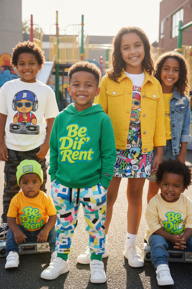 Kids wearing Be Dif'Rent apparel