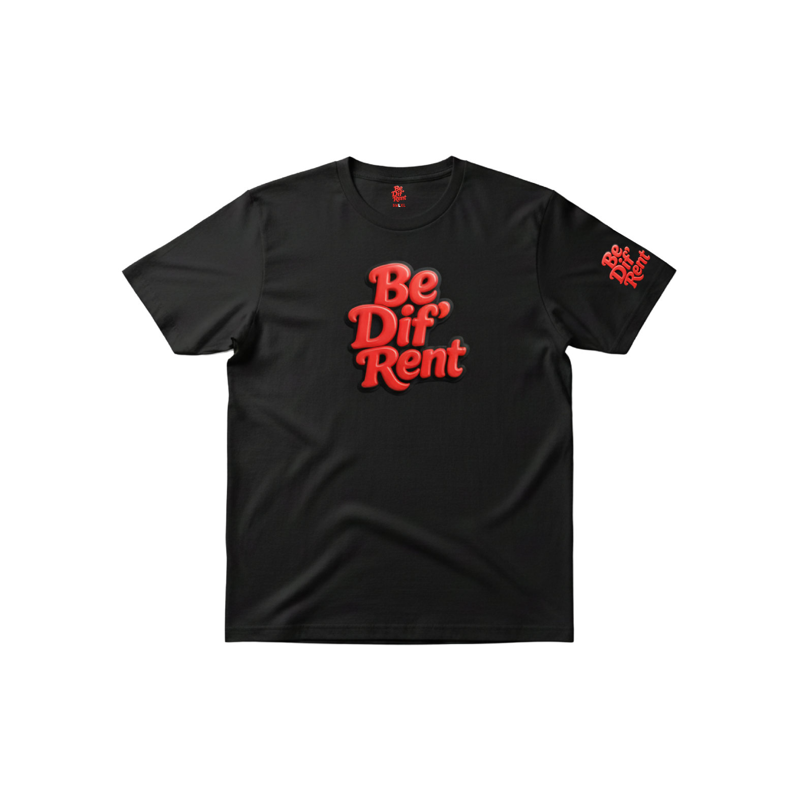 Black Be Dif'Rent tee red logo with sleeve hit